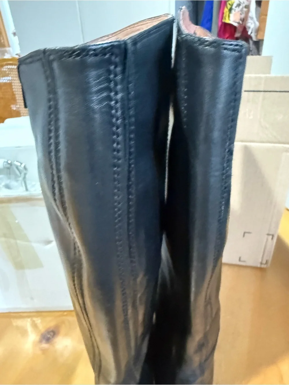 Corso Como Black Leather Over-the-Knee Zip Boots